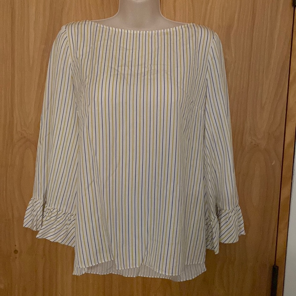 Massimo Dutti striped ruffle blouse